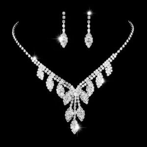 Elegant White Diamond Necklace And Earring Set
